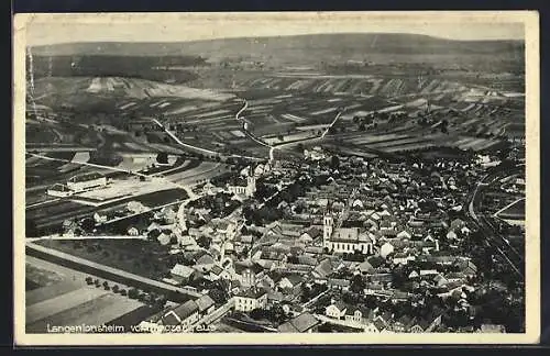 AK Langenlonsheim, Teilansicht mit Kirche, Fliegeraufnahme