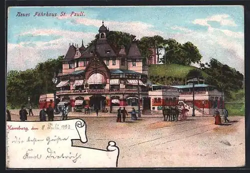 Lithographie Hamburg-St. Pauli, Neues Fährhaus, Frontansicht