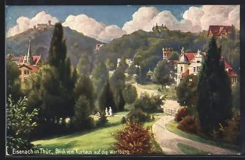 AK Eisenach i. Thür., Blick vom Kurhaus auf die Wartburg