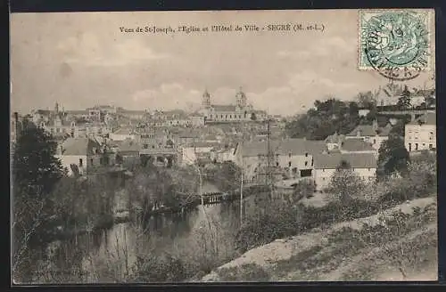 AK Segré, Vues de St-Joseph, l`Église et l`Hôtel de Ville