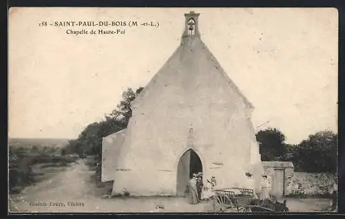 AK Saint-Paul-du-Bois, Chapelle de Haute-Foi et chemin rural avec charrette