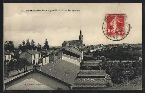 AK Saint-Macaire-en-Mauges, Vue générale du village avec église et toits des maisons