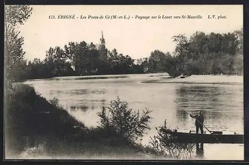 AK Érigné, Paysage sur le Louet vers St-Maurille