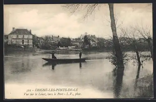 AK Érigné-les-Ponts-de-Cé, Vue sur le Louet vers le Port