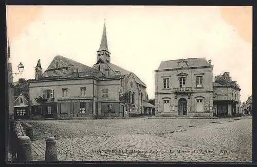 AK Fontevrault, La Mairie et l`Église