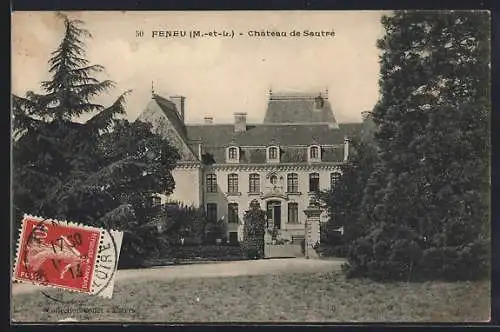 AK Feneu, Château de Sautré majestueux entouré de verdure