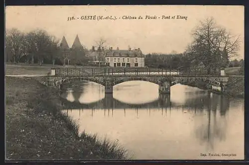 AK Gesté, Château du Plessis, Pont et Étang