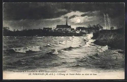 AK Pouancé, L`Étang de Saint-Aubin au clair de lune