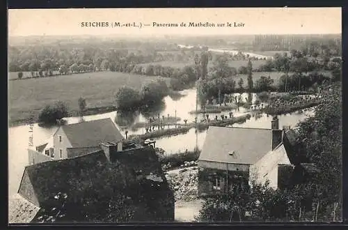 AK Seiches, Panorama de Mathelon sur le Loir