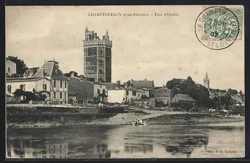 AK Champtoceaux, Tour d`Oudon au bord de la rivière