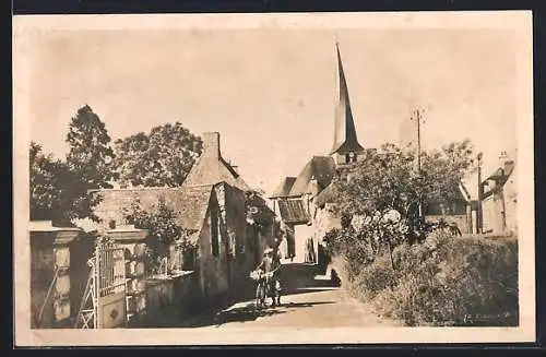 AK Baugé, Le Vieil Baugé avec son église et ses maisons pittoresques