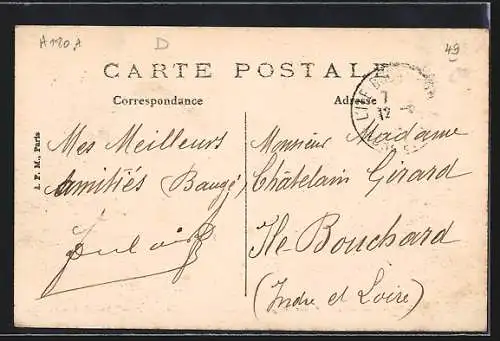 AK Baugé, Entrée de Ville avec allée bordée d`arbres