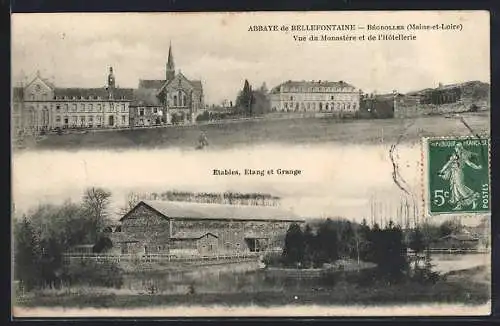 AK Bégrolles, Abbaye de Bellefontaine: Vue du Monastère, Hôtellerie, Étable, Étang et Grange