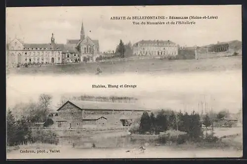 AK Begrolles, Vue du monastère et de l`hôtellerie, étables, étang et grange