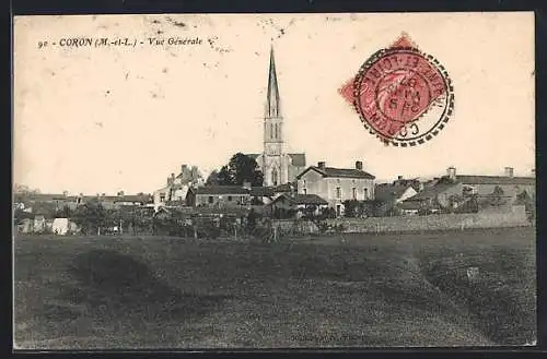 AK Coron, Vue générale du village et de son église