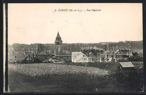 AK Corné, Vue générale du village et des champs environnants