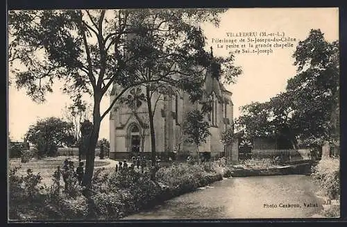 AK Villedieu, Pèlerinage de St-Joseph-du-Chêne, la petite et la grande chapelle de St-Joseph