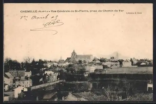 AK Chemillé, Vue Générale de St-Pierre, prise du Chemin de Fer