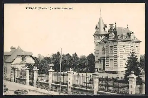 AK Tiercé, Villa Rondeau et jardin avec clôture élégante