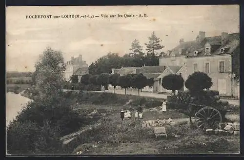 AK Rochefort-sur-Loire, Vue sur les quais et promenade au bord de la rivière