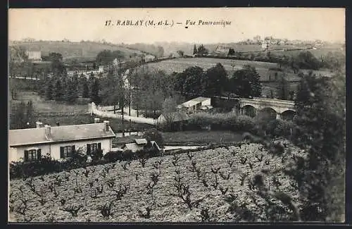 AK Rablay, Vue panoramique du paysage rural et pont en arrière-plan