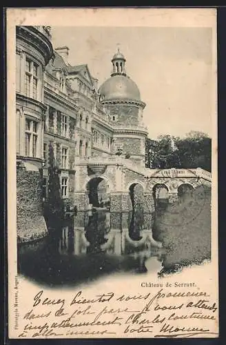 AK Serrant, Vue du Château et de son reflet dans l`eau