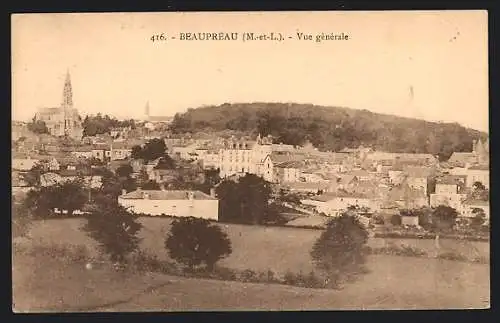 AK Beaupréau, Vue générale du village et paysages environnants