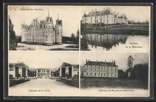 AK Challain, Châteaux de Challain, de la Blanchaye, de la Lorie et de Noyant-la-Gravoyère