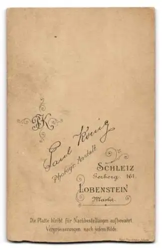 Fotografie Paul König, Schleiz, Gerberg 161, Porträt einer Frau