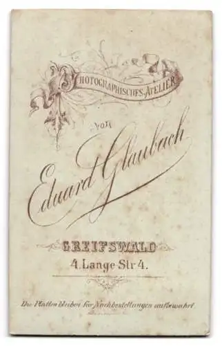 Fotografie Eduard Glaubach, Greifswald, Lange Str 4, Portrait eines Mannes mit Schnurrbart