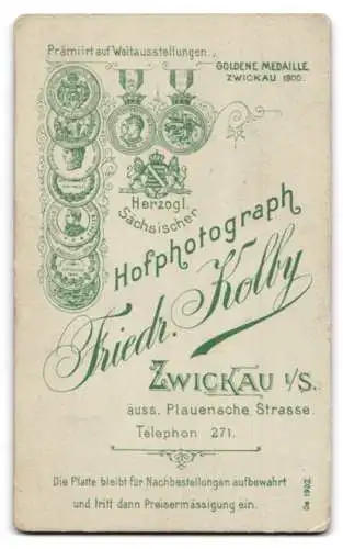 Fotografie Friedrich Kolby, Zwickau, Plaunesche Strasse, Porträt eines jungen Mannes