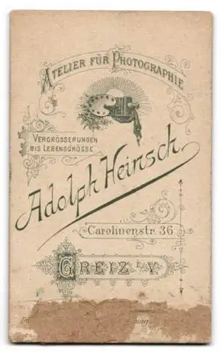 Fotografie Adolph Heinsch, Greiz, Carolinenstr. 36, Porträt einer Frau