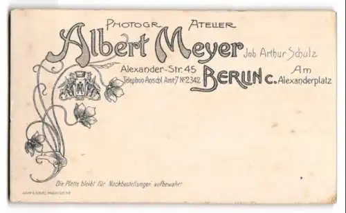 Fotografie Albert Meyer, Berlin, Alexanderstr. 45, Porträt eines Paares