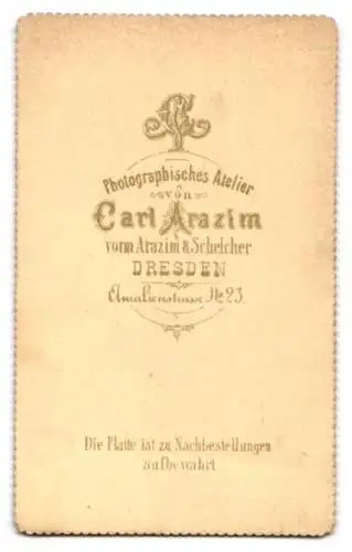 Fotografie Carl Arazim, Dresden, Amalienstrasse 23, Porträt einer elegant gekleideten Frau