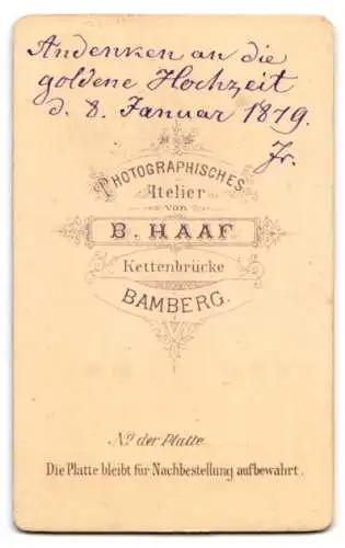Fotografie B. Haaf, Bamberg, Kettenbrücke, Porträt eines älteren Mannes