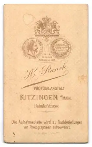 Fotografie H. Ranck, Kitzingen, Bahnhofstrasse, Porträt einer Dame