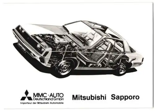 Fotografie Auto Mitsubishi Sapporo, Coupe in Schnittdarstellung, Werkfoto