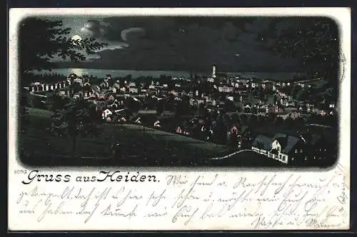 Lithographie Heiden, Totale von der Bergwiese aus gesehen