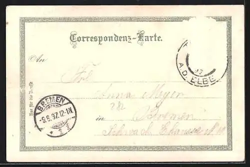 Lithographie Tetschen-Bodenbach / Decin, Panorama & Schloss