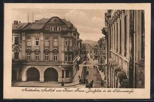 AK Neutitschein, Ausblick vom Kaiser-Franz-Josefplatz in die Schwarzstrasse