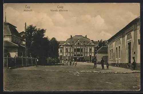 AK Cop / Csap, Nádrazí, Blick nach Bahnhof