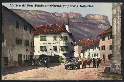 AK San Paolo in Oltradige, Strassenpartie mit Gasthof Schwarzer Adler