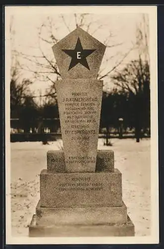 AK Ostrau, Denkmal Komenskeho, Esperanto