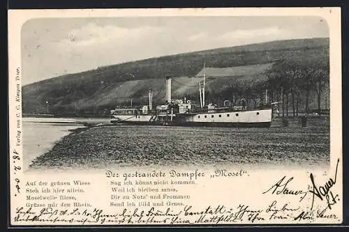 AK Der gestrandete Dampfer Mosel