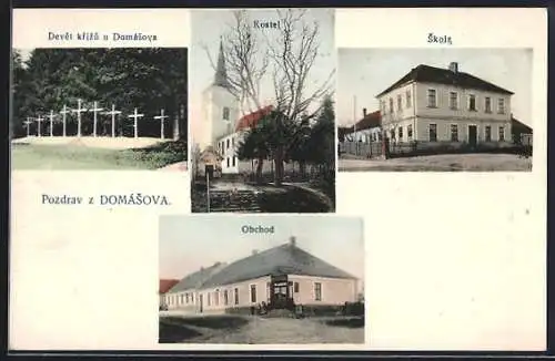 AK Domasov, Skola, Kostel, Obchod