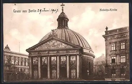 AK Berlin, Behrenstrasse, Hedwigskirche