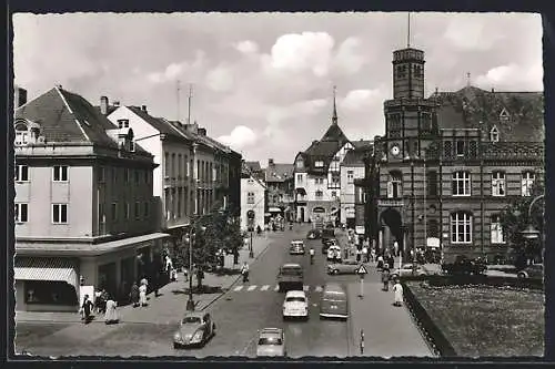 AK Rendsburg, Jungfernstieg, Strassenpartie mit Postamt aus der Vogelschau