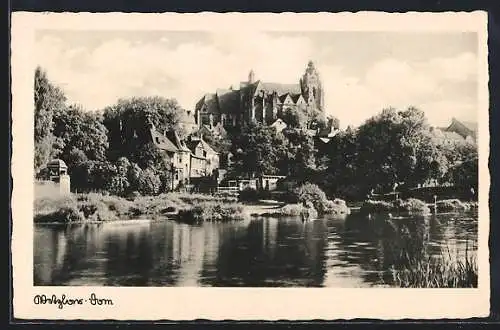 AK Wetzlar, Dom-Panorama vom Wasser aus