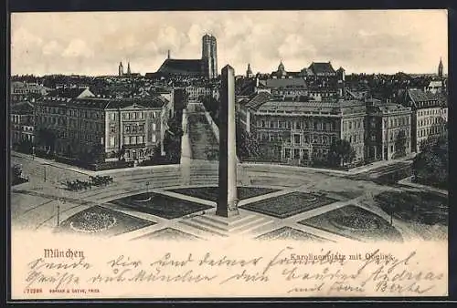 AK München, Karolinenplatz mit Obelisk