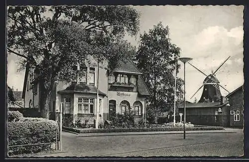 AK Büdelsdorf, Rathaus mit Windmühle